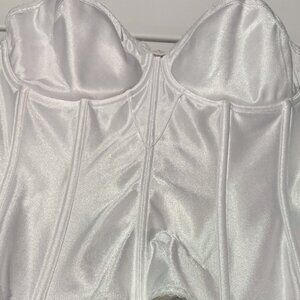 Dominique Juliette Satin Longline Bustier Bridal Bra White Size 36D